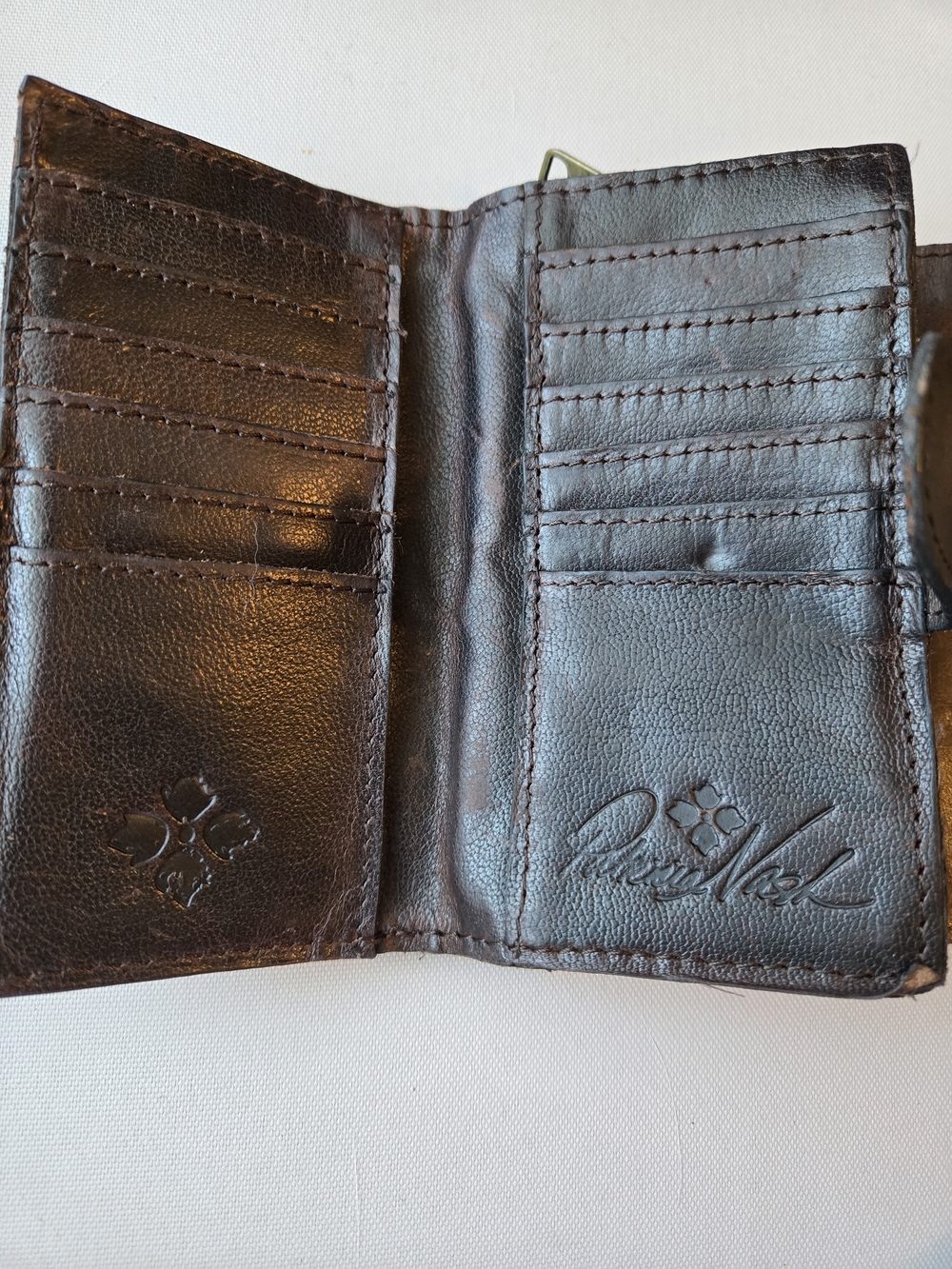 Patricia Nash Bark Leavez Metallic Brown Embossed Floral Wallet with Gold Bar - Picture 6 of 7